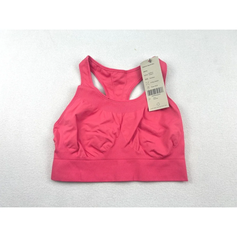 Sweaty Betty Stamina Sports Bra Sunset Pink Medium Support Seamless SB8758 L